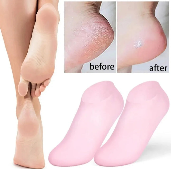 Silicone Gel Moisturizing Socks for Dry, Cracked Heels – Spa-Like Foot Treatment