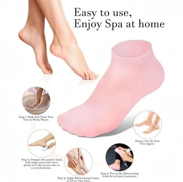 Silicone Gel Moisturizing Socks for Dry, Cracked Heels – Spa-Like Foot Treatment