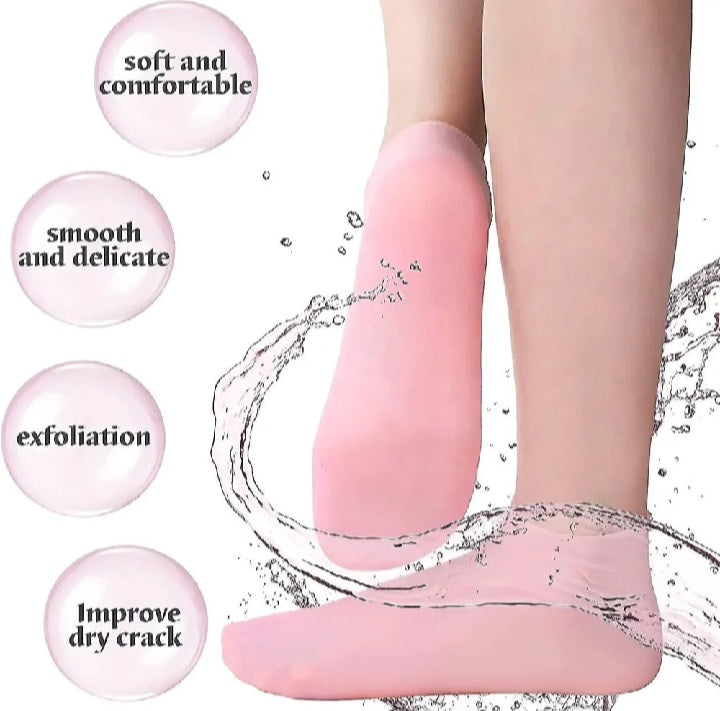 Silicone Gel Moisturizing Socks for Dry, Cracked Heels – Spa-Like Foot Treatment