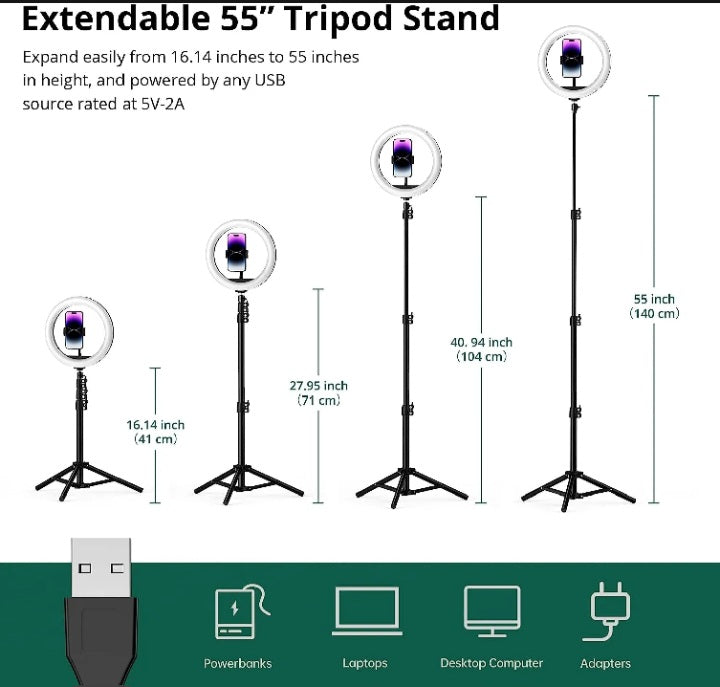 Aluminum 7ft Tripod Stand for Ring Light, Mobile & DSLR – 360° Adjustable & Portable